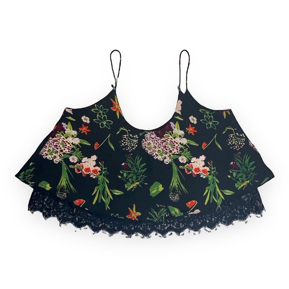 Style House Floral Lace Trim Camisole Top